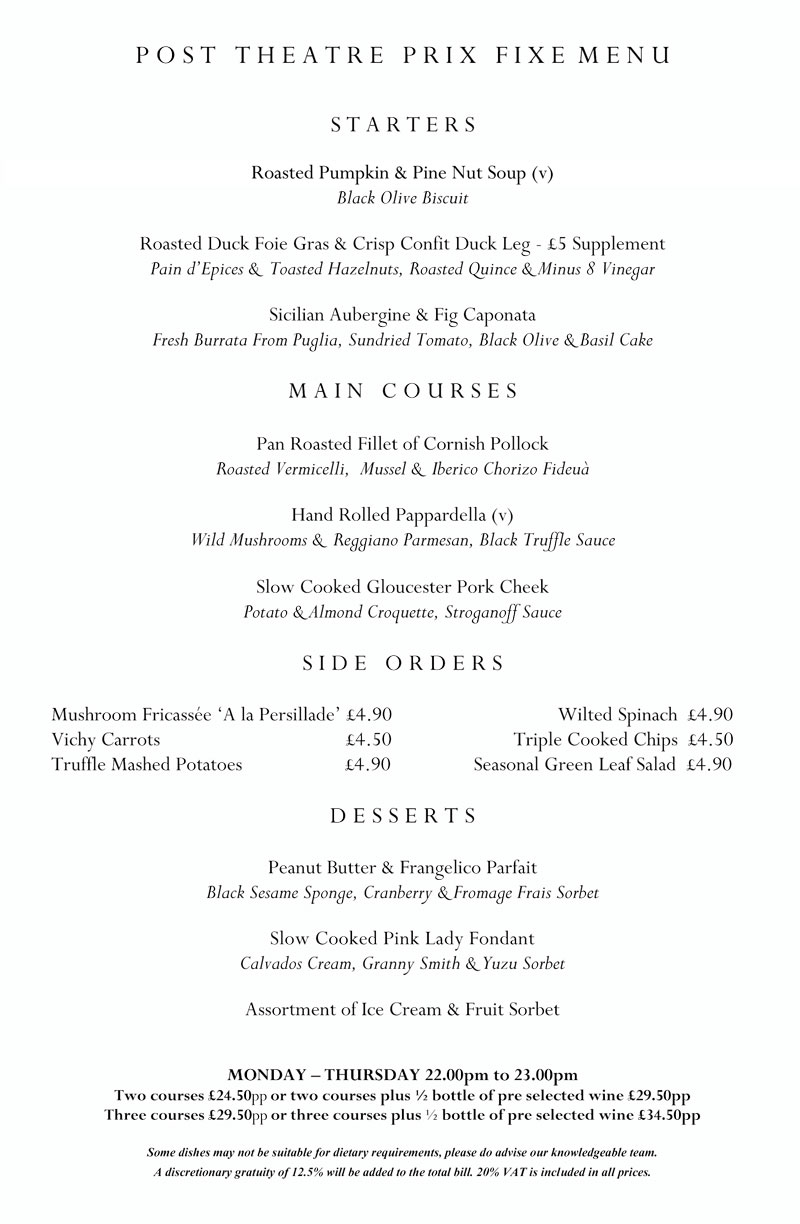 Clos Maggiore Menu