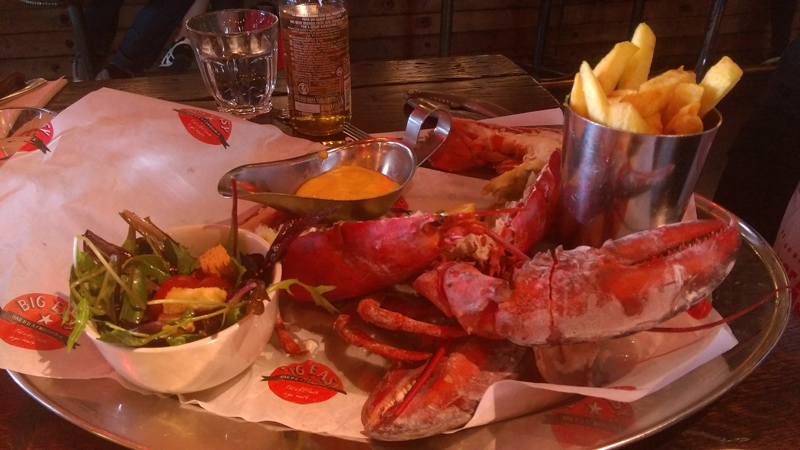 Lobster BBQ cooked with fries at The big easy