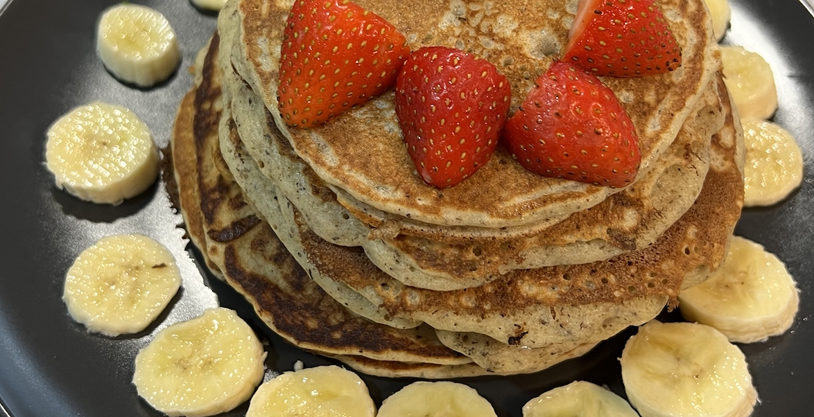 Strawberry and banana pancakes