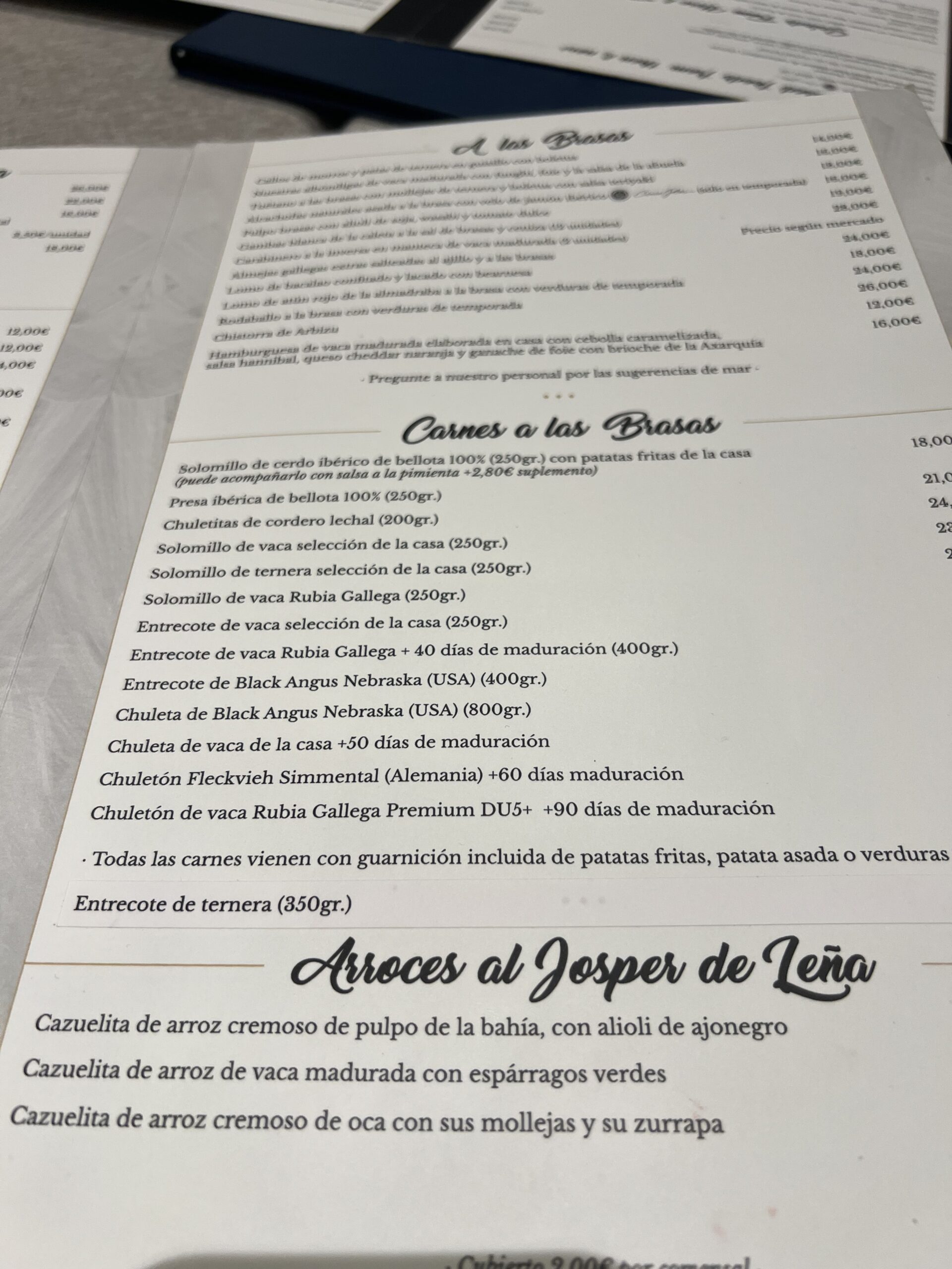 Menú de Ovidio Asador Málaga