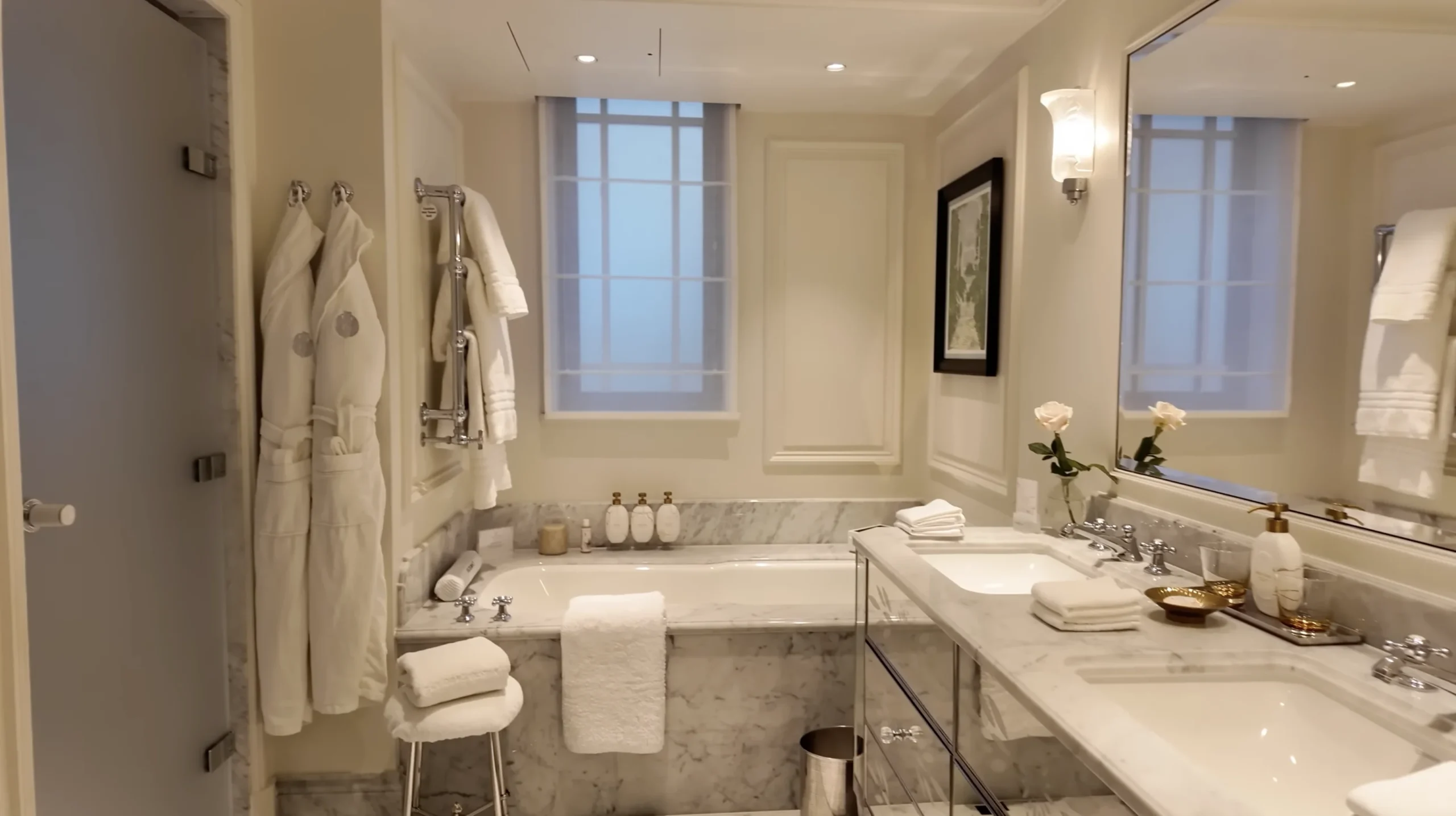 The Dorchester London — marble bathroom with heated floors and Toto bidet