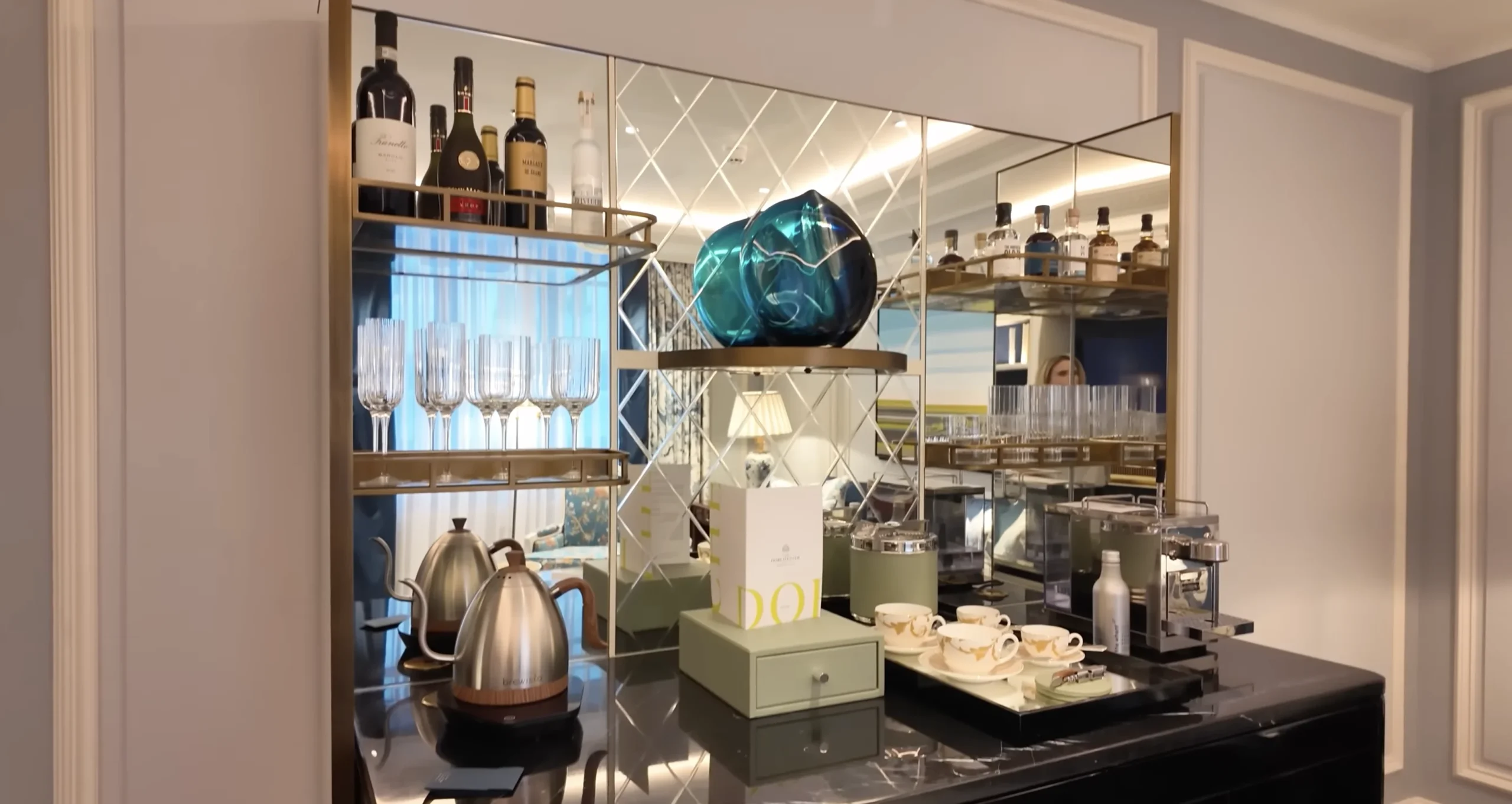 The Dorchester London — bedroom coffee and drinks area