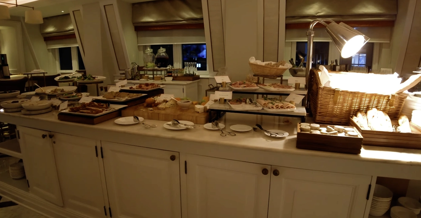 The Langham London Club Lounge — breakfast buffet with cold cuts and breads