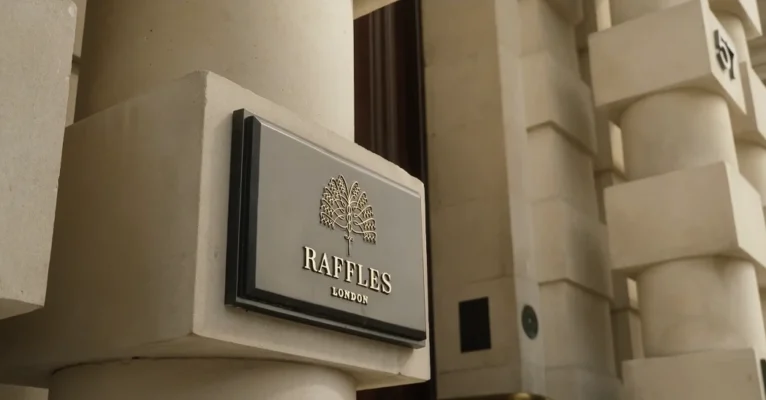 Raffles London at The OWO Entrance Sign