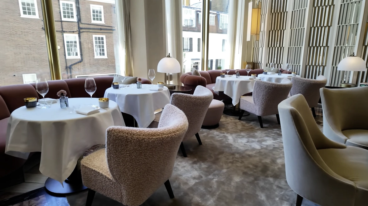 Serra at The Chancery Rosewood — fine dining restaurant with white tablecloths and street views