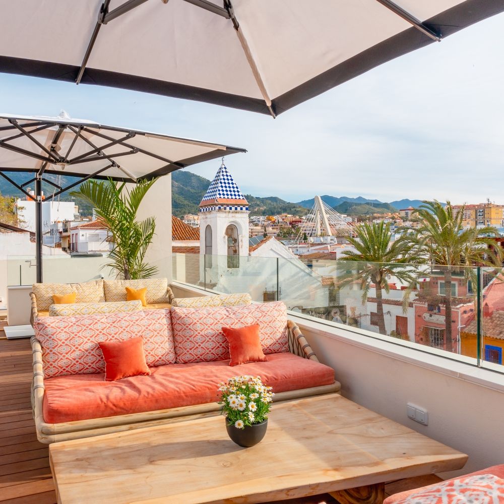 La Fonda Heritage Hotel courtyard rooftop sky bar Marbella