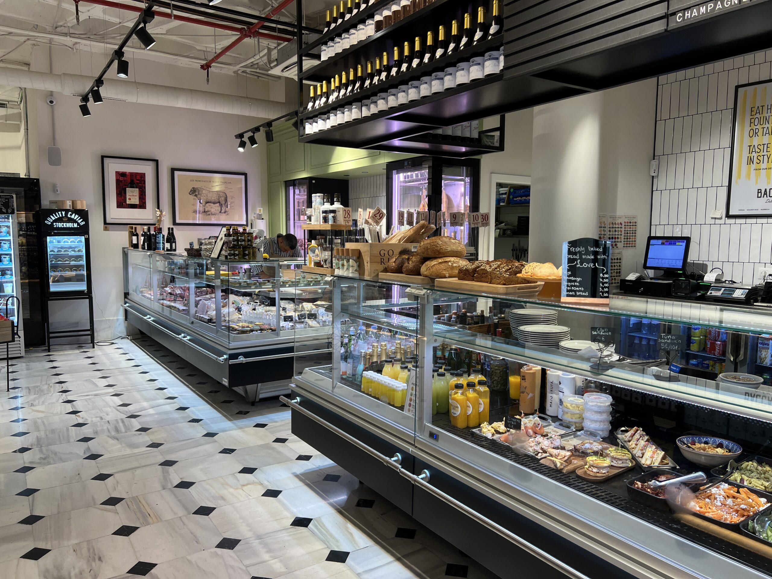 Deli and market counter at Baccara, Forum Marbella