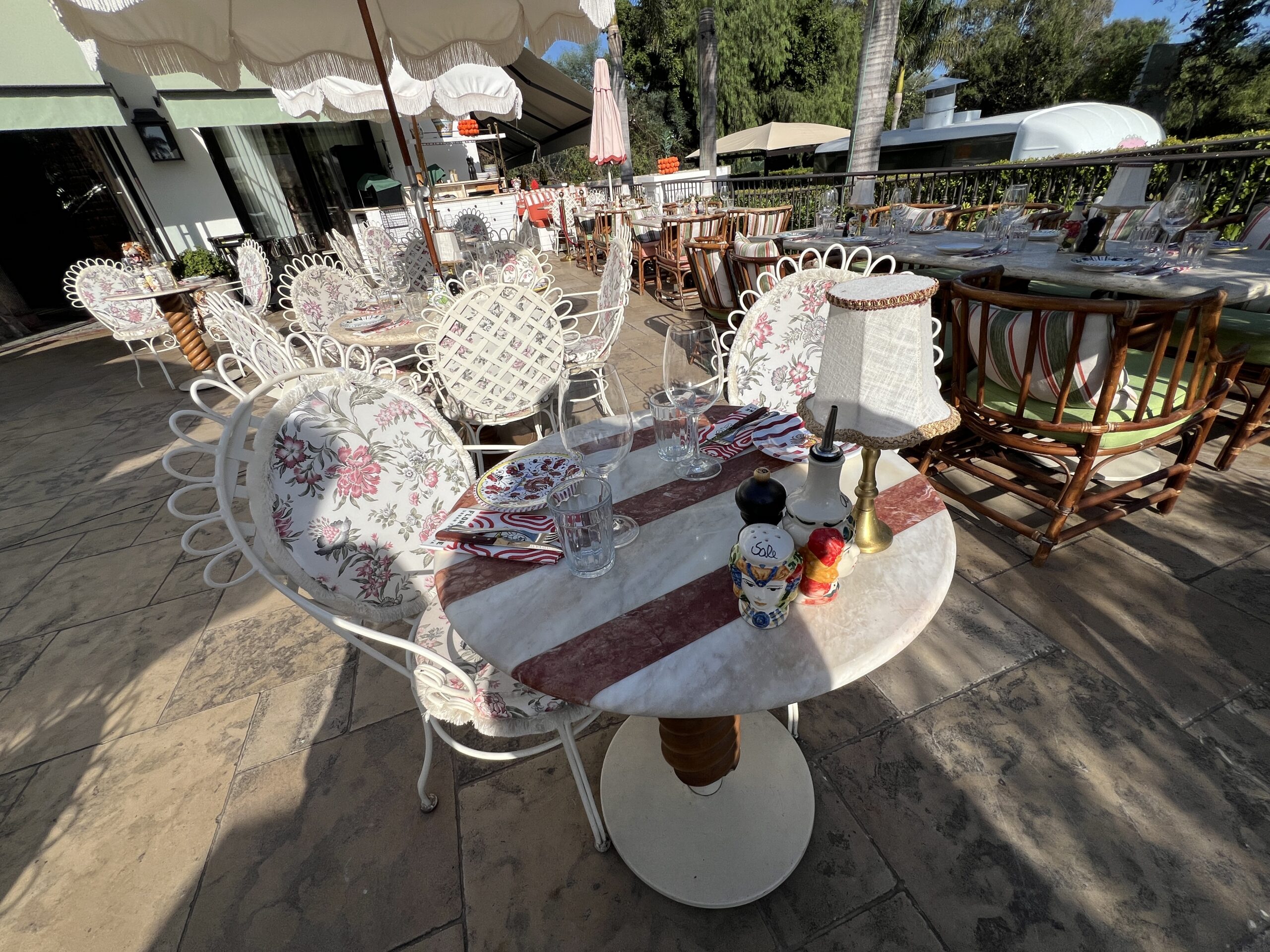 Marble table setting at Florentine restaurant, Forum Marbella