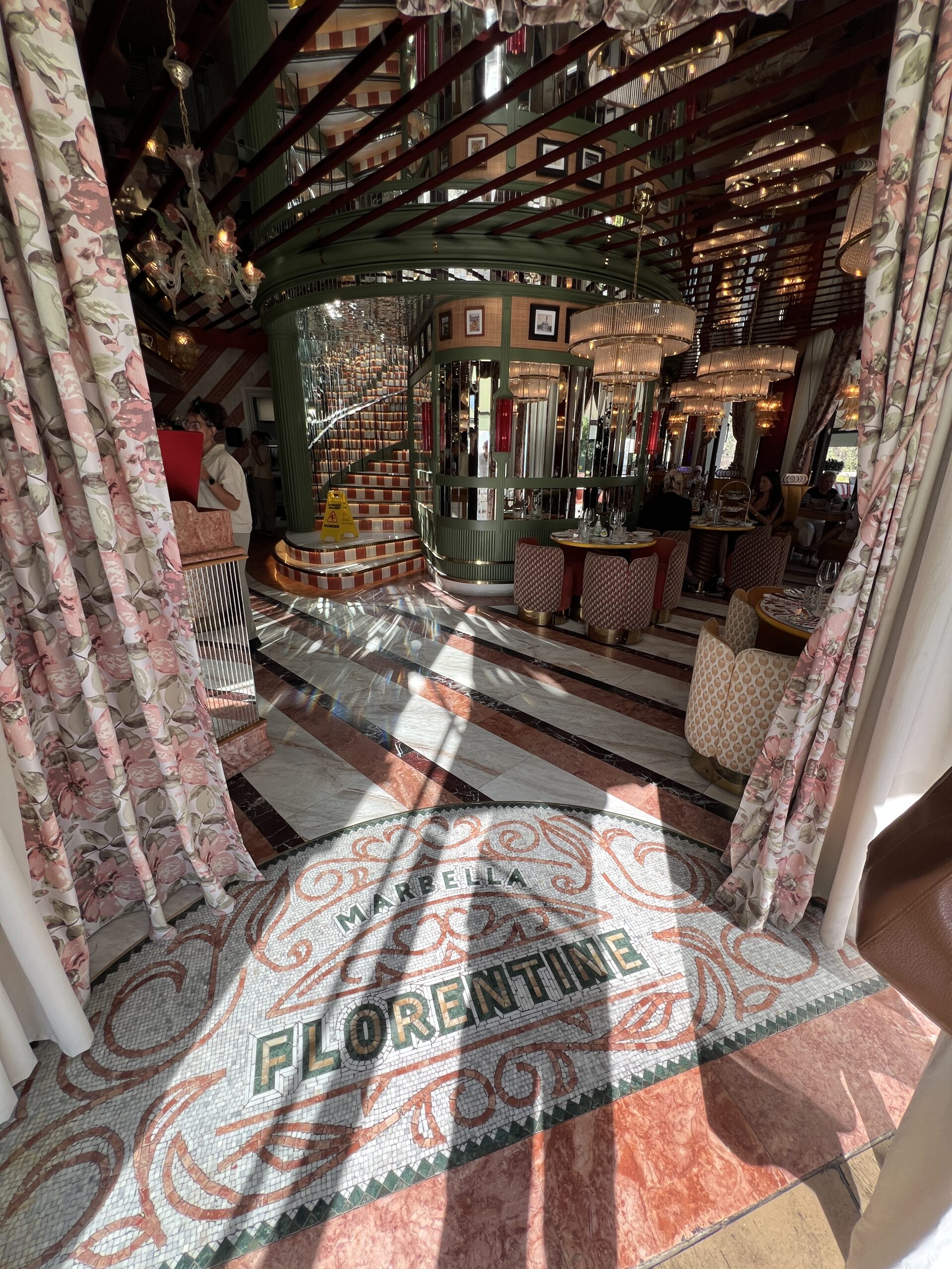 Mosaic entrance detail at Florentine restaurant, Forum Marbella