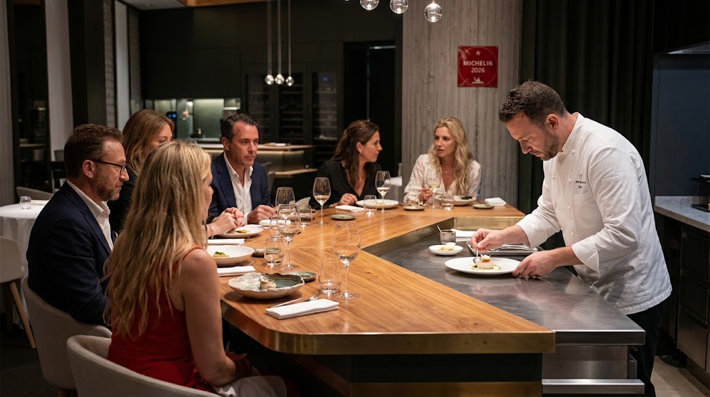 Chef's table at Messina restaurant, Marbella — one Michelin star, 2026