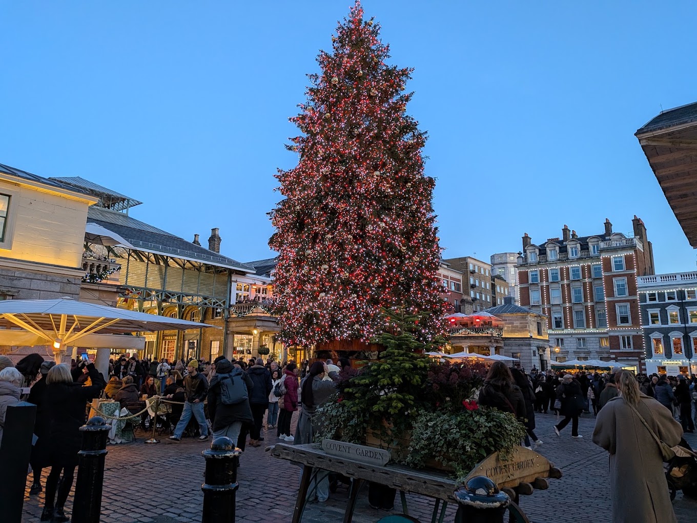 Covent Garden Market Building decorated for Christmas in London