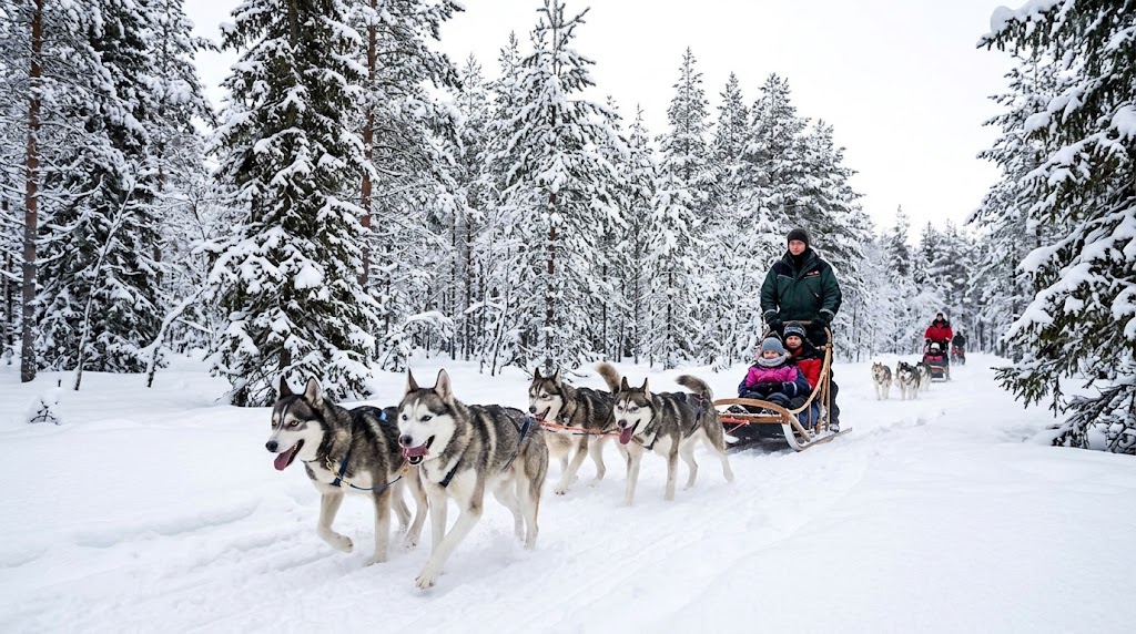 Husky safari in Rovaniemi in winter