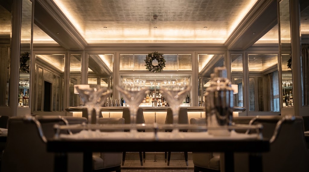 The Connaught Bar interior decorated for the festive season