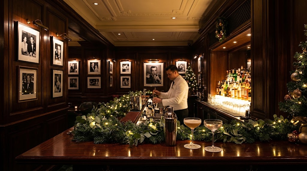 The Savoy American Bar decorated for the festive season