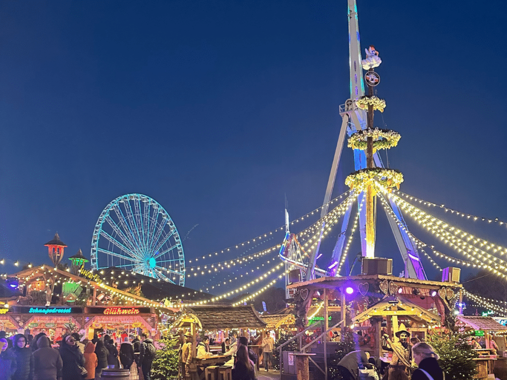 Hyde Park Winter Wonderland in London at Christmas with rides and festive lights